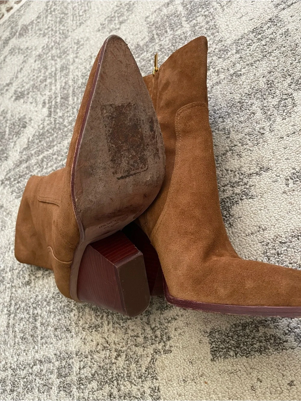 Veronica Beard Logan Suede Zip Ankle Booties Size 12